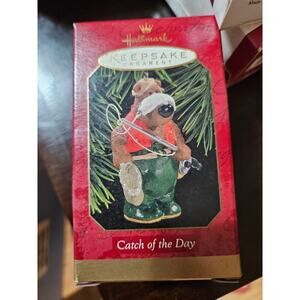 Vintage Hallmark Keepsake Ornament Catch of the Day 1997 Bear Fishing Christmas